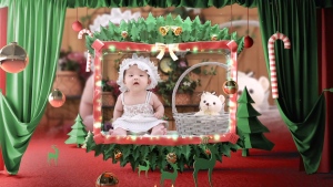 圣诞舞台简单宝宝相册视频模版