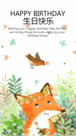 狐狸生日祝福海报