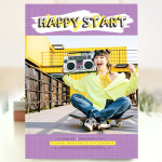 精品杂志册-通用版（Happy Start）简约紫色个人写真相册