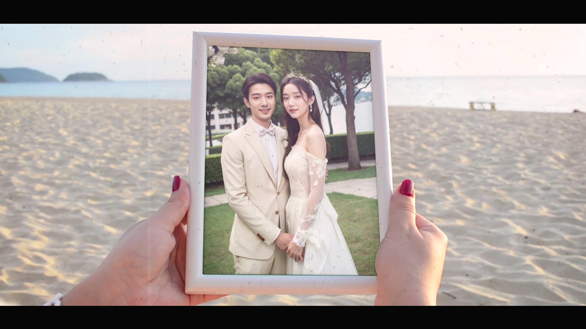 岸边风景手持相框生活相册视频模版