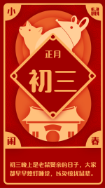 春节习俗/初三/创意中国风/手机海报