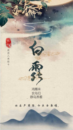 白露中国风二十四节气文化宣传手机海报
