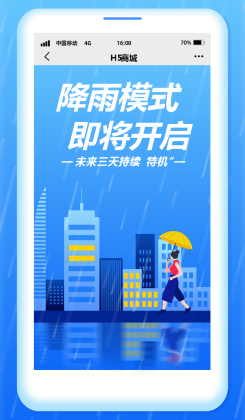 降雨预警/餐饮美食/创意扁平/手机海报