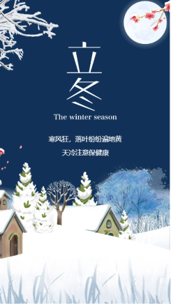 浅蓝色传统立冬节气日签手机海报