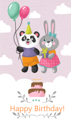 小熊和兔子生日祝福海报