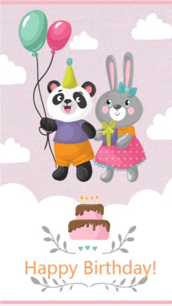 小熊和兔子生日祝福海报