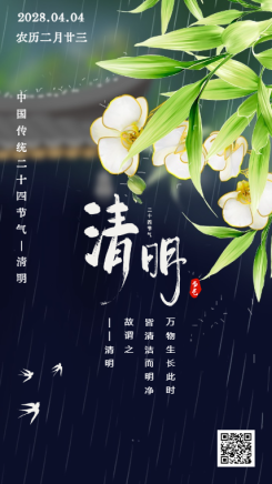 中国风传统文化清明节气日签手机海报