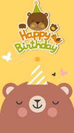 卡通棕熊生日祝福海报