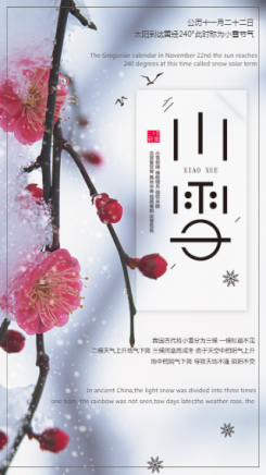 中国传统节气之小雪二十四节气日签海报