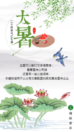 大暑处暑中国传统二十四节气宣传海报