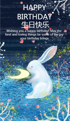 浪漫兔子生日海报