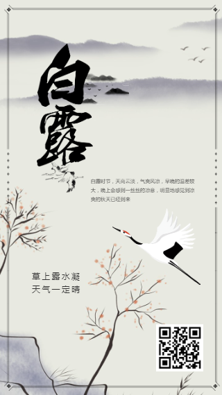 灰色简约中国风白露节气海报